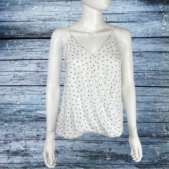 Be Cool White Wrapped Front Tiled Bird Checks Cami Top - Picture 1 of 8